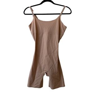 ASSETS Red Hot Label by SPANX Women's Body Shaper Mid-Thigh Bodysuit Tan SZ L